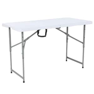 48 in. Granite White Plastic Tabletop Metal Frame Folding Table