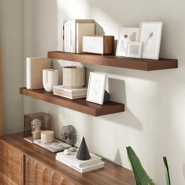 40 in. W x 8 in. D Walnut Floating Shelves Decorative Wall Shelf
