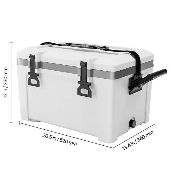 26 qt. White Plastic Portable Hard Cooler, 38 Can Capacity