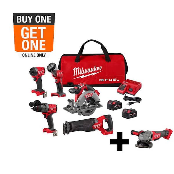 M18 FUEL 18-Volt Lithium-Ion Brushless Cordless Combo Kit (5-Tool) with FUEL 4-1/2 in./5 in. Grinder
