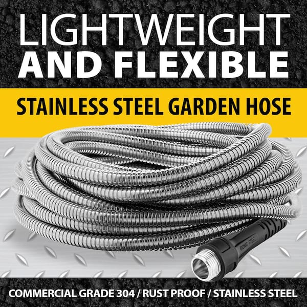 360Gadget 100 Foot Garden Hose 304 Stainless Steel Metal Water Hose :  : Garden & Outdoors