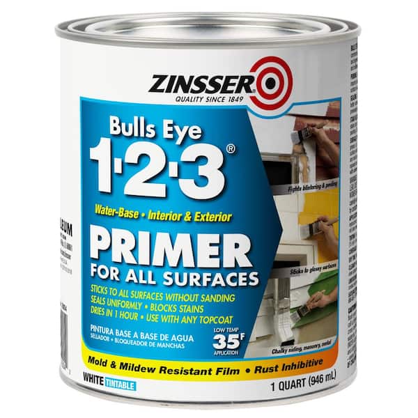 Zinsser Bulls Eye 1-2-3 1 qt. White Water-Based Interior/Exterior Primer and Sealer (6-Pack)