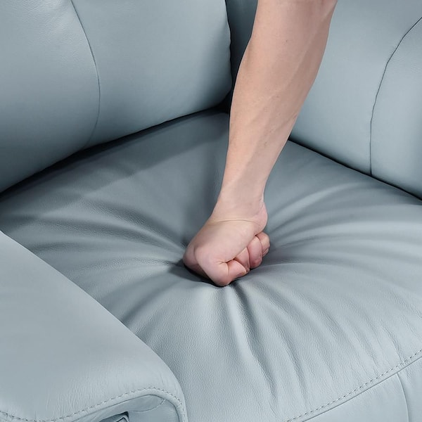 Lazzara Ouray Blue Leather Upholstery Manual Swivel Glider