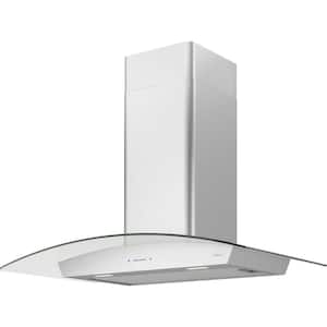 Ravenna 30 in. 600 CFM Wall Mount Range Hood with LED Light in Stainless Steel with Clear Glass Canopy