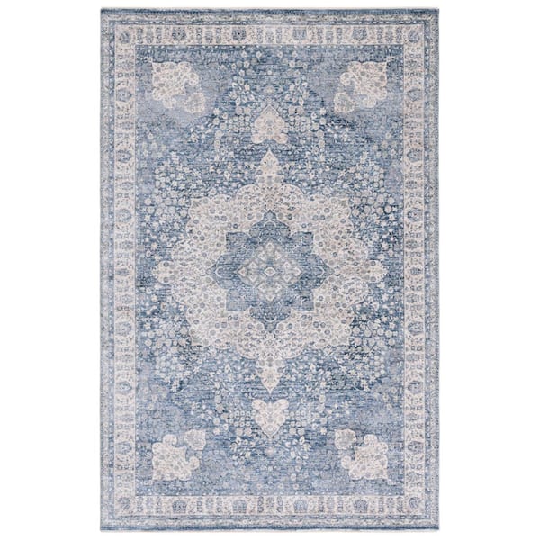 Winston 3 ft. x 4 ft. Blue/Cream Ornate Border Area Rug