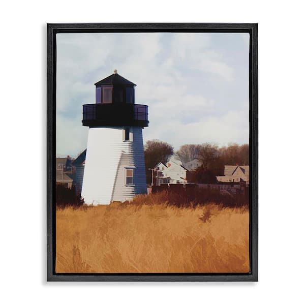 Stupell Industries Hyannis Lighthouse Landscape by Graffi tee Studios Black Floater Frame Nature Graphic Art Print 21 in. x 17 in.