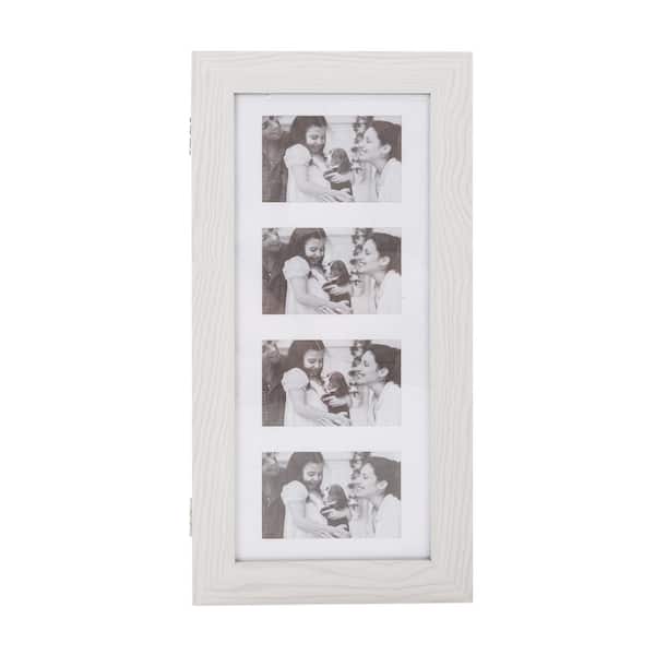 Karl home PVC Wood Grain Photo Storage Damp Proof White Jewelry Armoires Mirror Cabinet 24 in. H x 12 in. W x 3.5 in. D