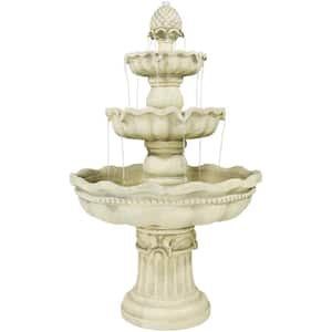 51 in. 3-Tier Pineapple Outdoor Garden Patio Water Fountain in White