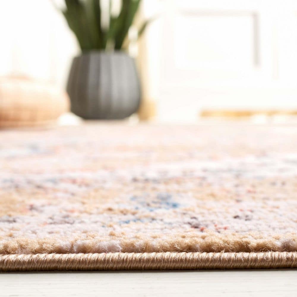 Gold and Beige Hand-Knotted Synthetic 4' x 6' Area Rug