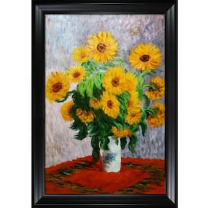 Sunflowers by Claude Monet Black Matte Framed Abstract Oil Painting Art Print 29 in. x 41 in.