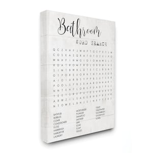 Bathroom Word Search Fun Family by Daphne Polselli Canvas Abstract Wall Art 40 in. x 30 in.