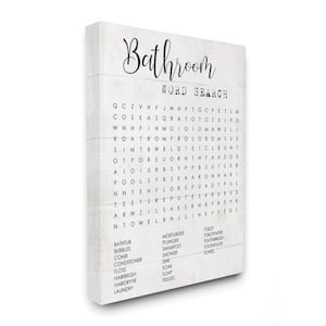 Bathroom Word Search Fun Family by Daphne Polselli Canvas Abstract Wall Art 30 in. x 24 in.