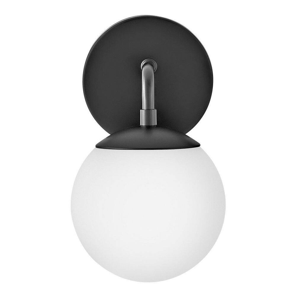 Juniper Mid-Century Modern Black Vanity Light with Opal Glass Globe