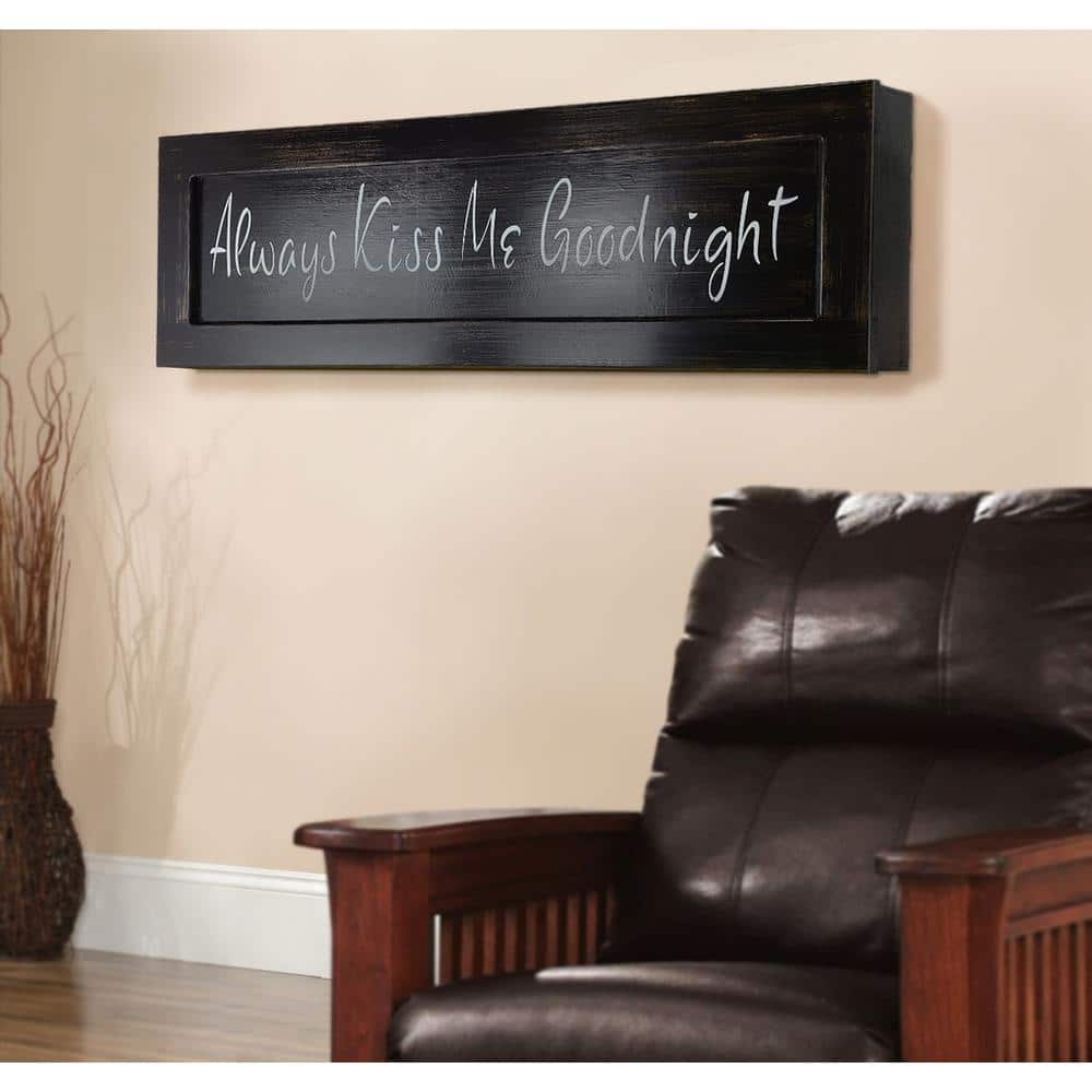 Black Distressed Wood Wall Decor with Hidden Gun Compartment