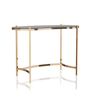 Dekka 43.88 in. Gold Glass Top Writing Desk