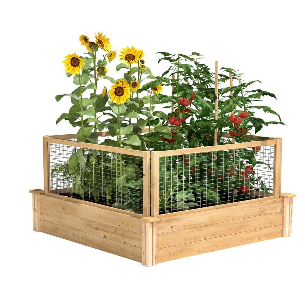 Original Natural Wood Cedar Square Raised Garden Bed (48 in. L x 48 in. W x 10.5 in. H) price history on PriceWatchPro