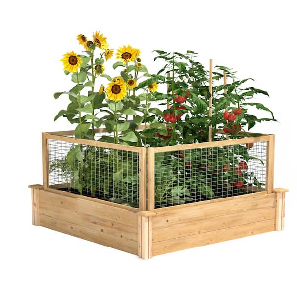 Greenes Fence 4 ft. x 4 ft. x 10.5 in. Original Cedar Raised Garden Bed with CritterGuard Fence System