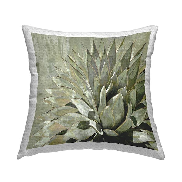 Green Pointy Plant Leaves Nature Green Square Outdoor Throw Pillow