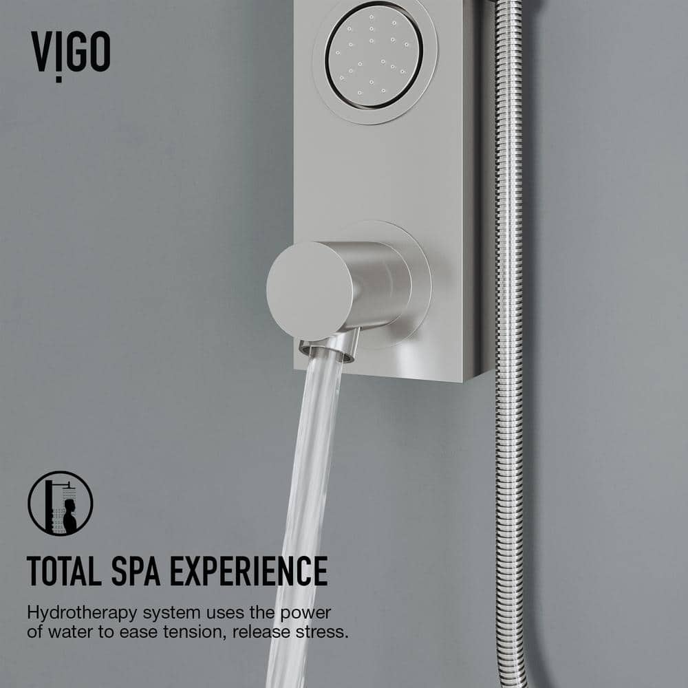 Bowery Stainless Steel 58" Shower Panel with Jets and Tub Filler