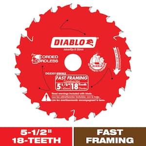 5-1/2 in. x 18-Tooth Fast Framing Circular Saw Blade with Bushings