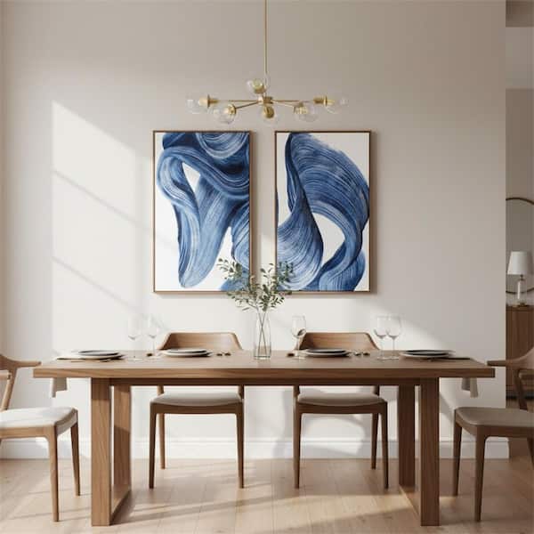 Abstract ArtPaiting2枚セット50x75x4cm Set of 2 Blue Abstract Framed Art 24 in. x 16 in. LINBQ262 - The