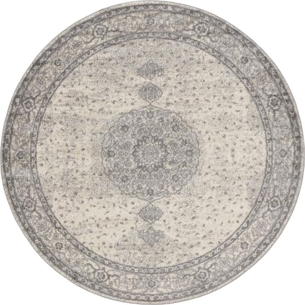 Unique Loom Bromley Midnight Light Gray 8 ft. Round Area Rug