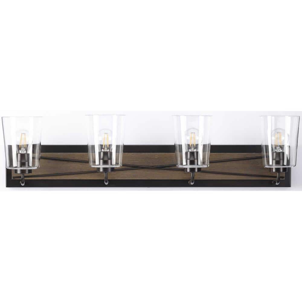 Briarwood Antique Bronze 4-Light Bath Vanity with Clear Glass Shades