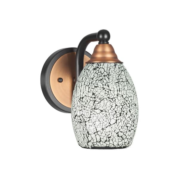 Unbranded Madison 5 in. 1-Light Matte Black and Brass Wall Sconce with Standard Shade