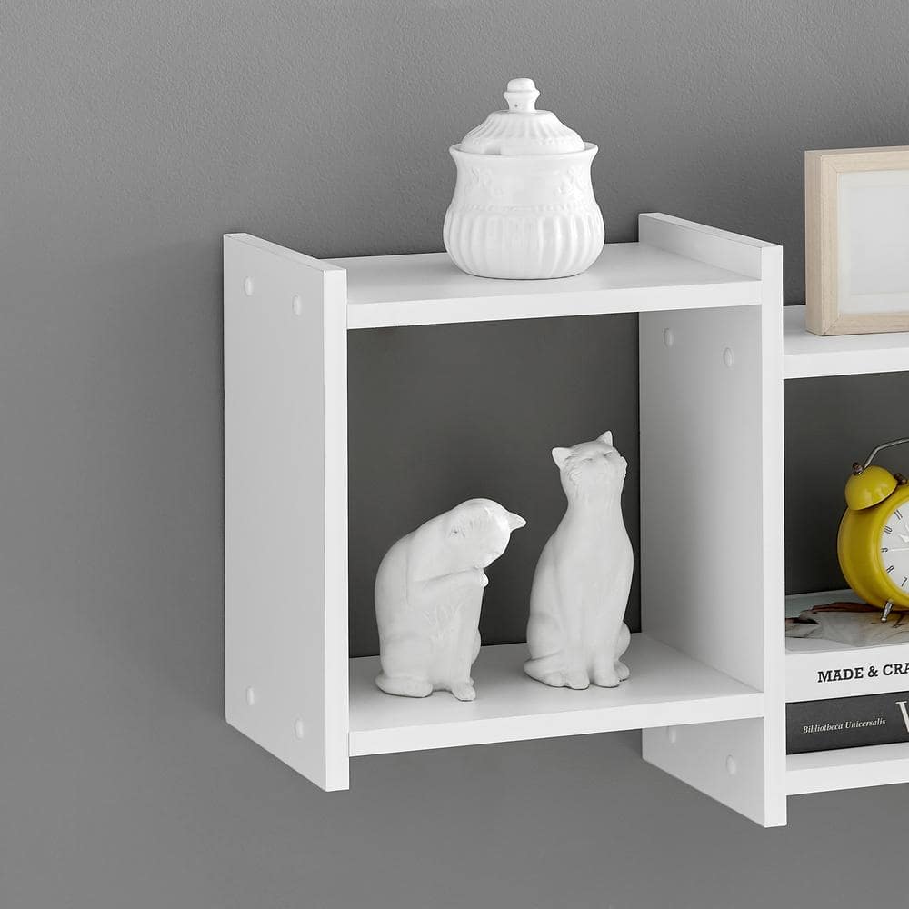 White 3-Cube Floating Wall Shelf with Ledges