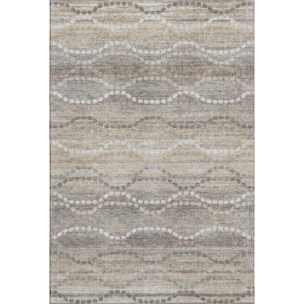 Mayfield Premium Machine Washable Abstract AMF2030 Beige 3 ft. x 4 ft. Area Rug