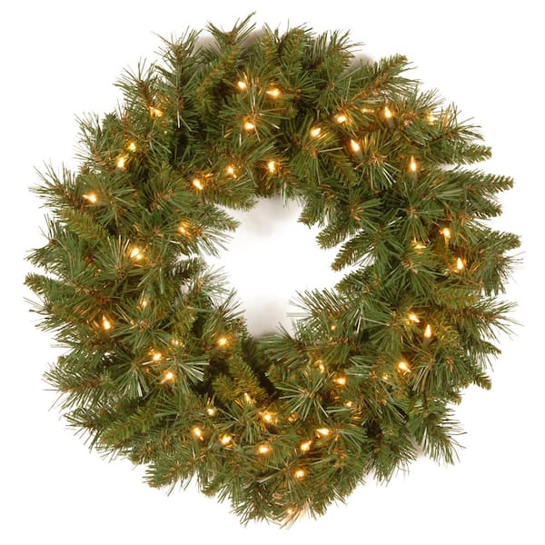 National Tree Company 24 in. Tiffany Fir Artificial Wreath with Clear Lights