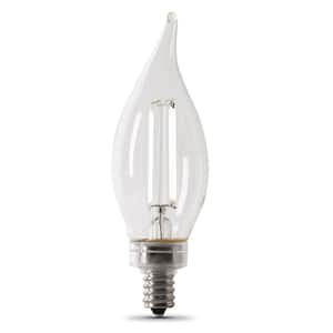 25-Watt Equivalent BA10 E12 Candelabra Dim White Filament Clear Glass Chandelier LED Light Bulb, Daylight 5000K (3-Pack)