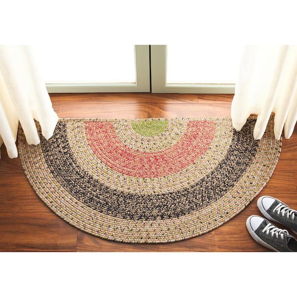 Braided Black/Light Green 2 ft. x 4 ft. Machine Washable Striped Solid Multi Specialty Area Rug