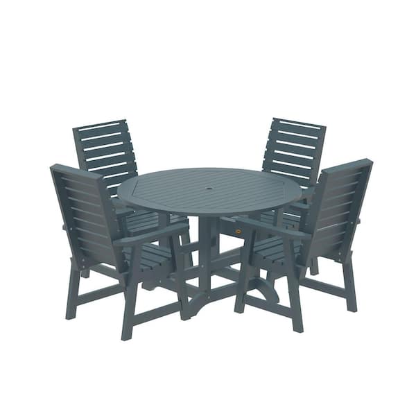 Highwood Glennville 5-Pieces Round Recycled Plastic Outdoor Dining Set