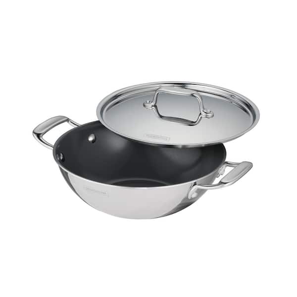 Utsava Tri-Ply Clad 2.7 Qt Covered Kadai with Ceramic Interior-Induction-Ready