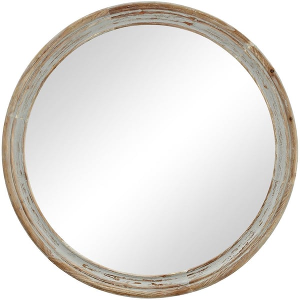 FirsTime & Co. 30 x 1 x 30 in. Gray Clybourne Farmhouse Round Mirror 70277  - The Home Depot