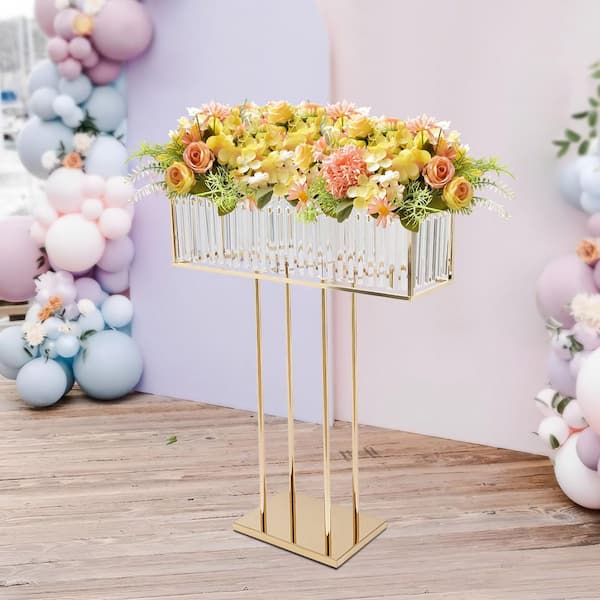 YIYIBYUS 27 in. x 35 in. Gold Modern Rectangular Iron Acrylic