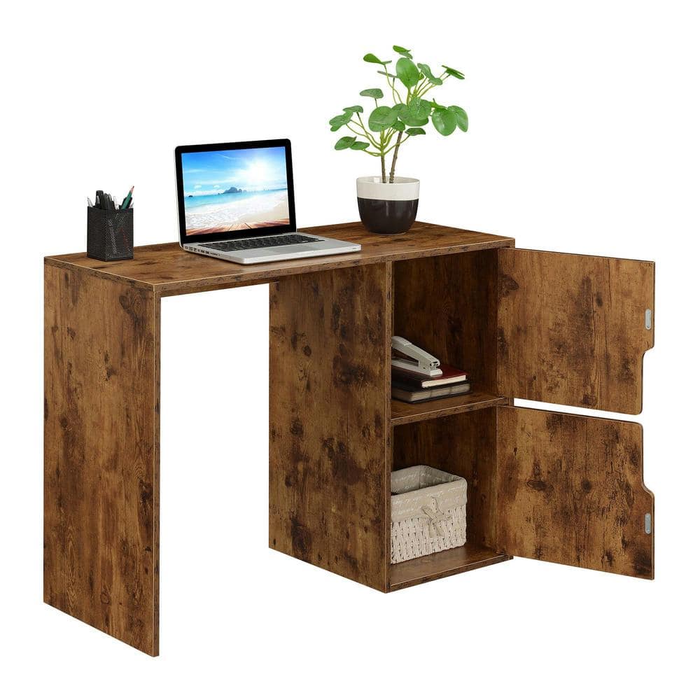 Barnwood 40" Woodgrain Student Desk with Storage Cabinets