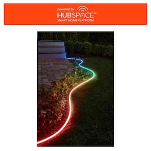 Smart 1000 Lumen 16 ft. White 120V Plug-in/12V Neon Flex LED RGB Outdoor Rope Light Powered by Hubspace (1-Pack)