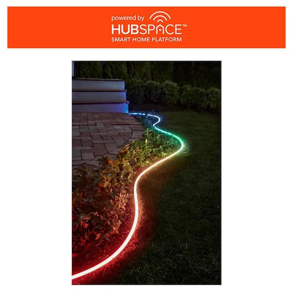 Smart 1000 Lumen 16 ft. White 120V Plug-in/12V Neon Flex LED RGB Outdoor Rope Light Powered by Hubspace (1-Pack)