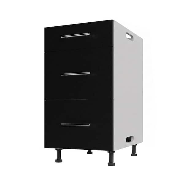 Miami Weatherboard 18 in. X 27 in. X 34.5 in Outdoor Base Cabinet 3 Drawer in Pitch Black Matte