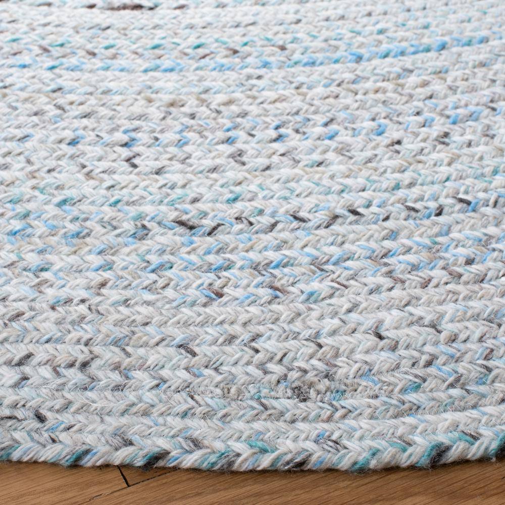 6' Round Blue and Gray Braided Synthetic Area Rug