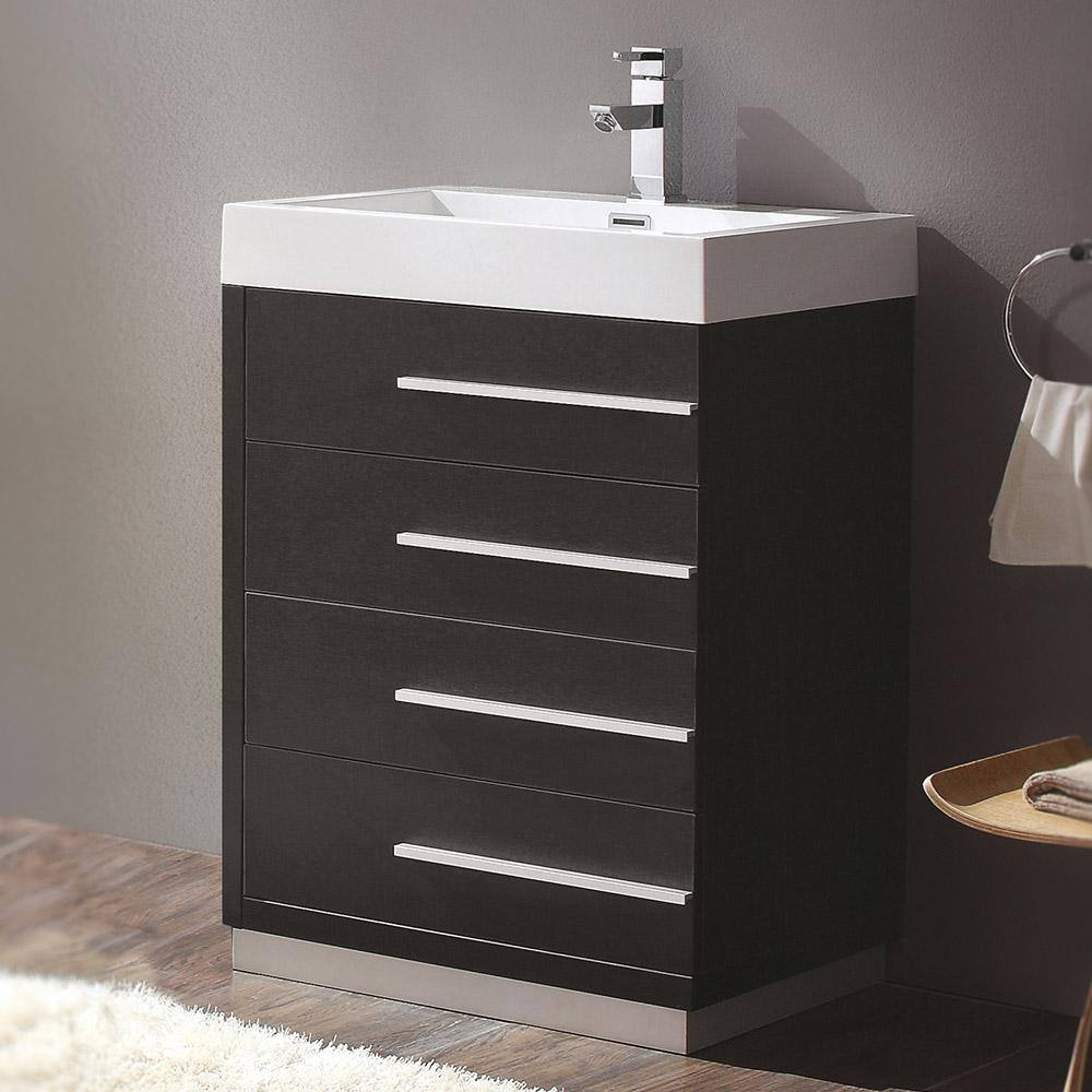 Black MDF Single Sink Bathroom Vanity with Acrylic Top