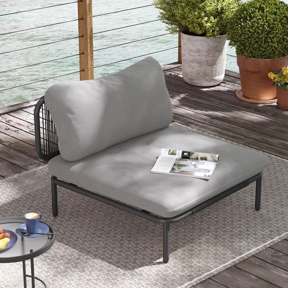 Metal Corner Middle Outdoor Sectional Chair Sofa with Dark Gray Cushion price history on PriceWatchPro