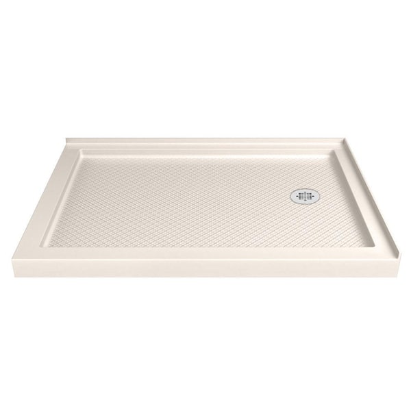 DreamLine Slimline 48 in. x 34 in. Double Threshold Shower Pan Base in Biscuit with Right Hand Drain