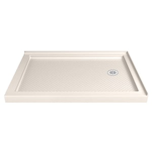 Flex 48 in. x 72 in. Semi-Frameless Pivot Shower Door Pan in Brushed Nickel Finish with 48 in. x 36 in. Base in Biscuit