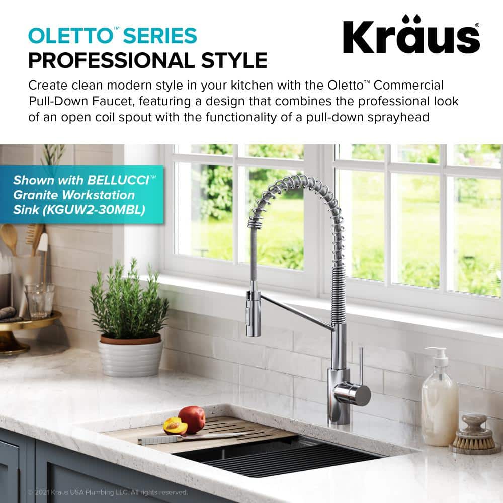 Chrome Commercial Style Pull-Down Kitchen Faucet with Spray