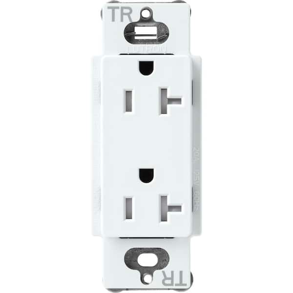 Lutron Claro 20-Amp Tamper-Resistant Duplex Receptacle, Glacier White (SCRS-20-TR-GL)