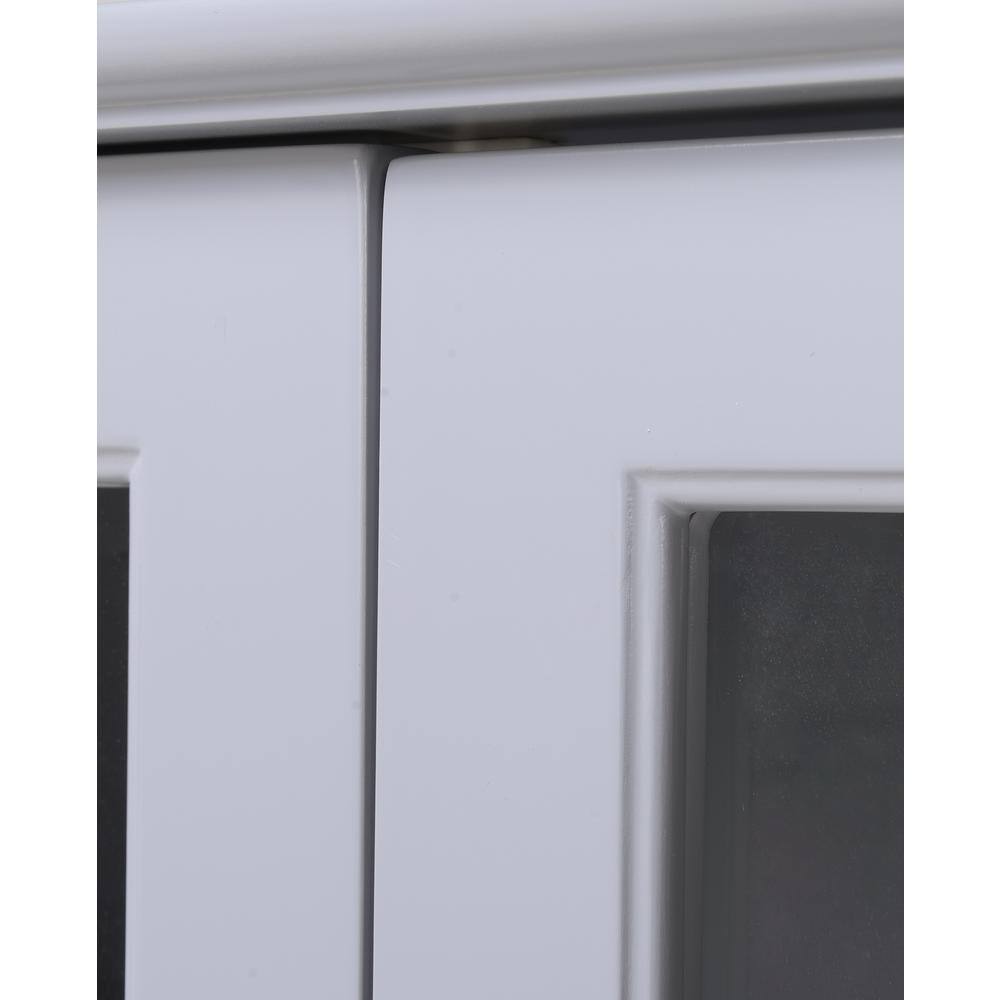 Elegant Dark Gray Glass Door Display Cabinet with Antique Brass Accents