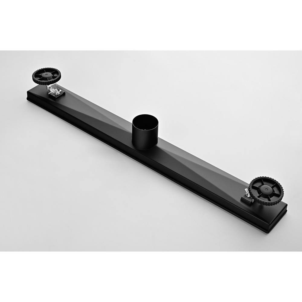 24-Inch Matte Black Stainless Steel Linear Shower Drain with Hair Strainer
